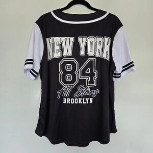 Orange Kiss New York Baseball League Jersey Top Womens 1X Athleisure Sporty Game